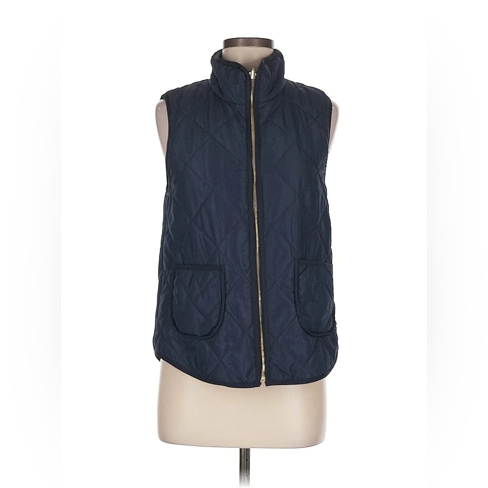 Market and Spruce Navy Quilted Vest with Gold Zipper Medium Dulcie Puffer Vest